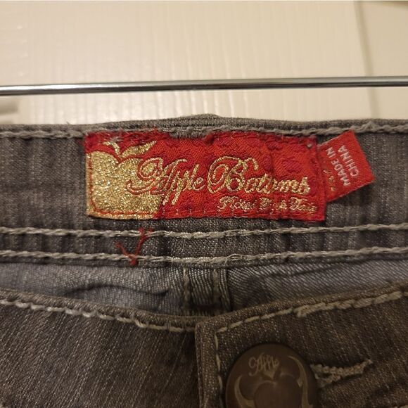 Apple Bottom Jeans with unique back pockets grey wash factory distressed - Picture 5 of 15